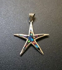 Vintage Mid-Century Dichroic Glass Starfish Drop Pendant
