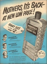1944 Vintage ad for Mennen antiseptic Baby Oil`retro Nurse Price      040219