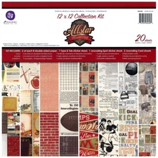 Prima, Allstar Collection Kit, Sports Cardstock, Vintage Athletics, Ephemera