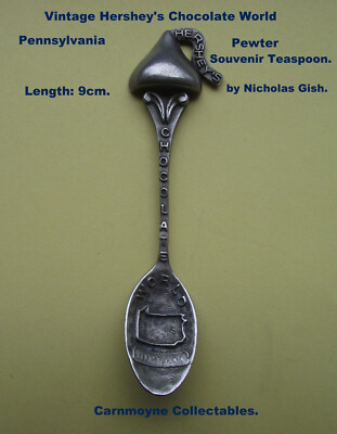 Vintage Hershey's Chocolate World Pewer Souvenir Teelöffel (Gish) AH9521.