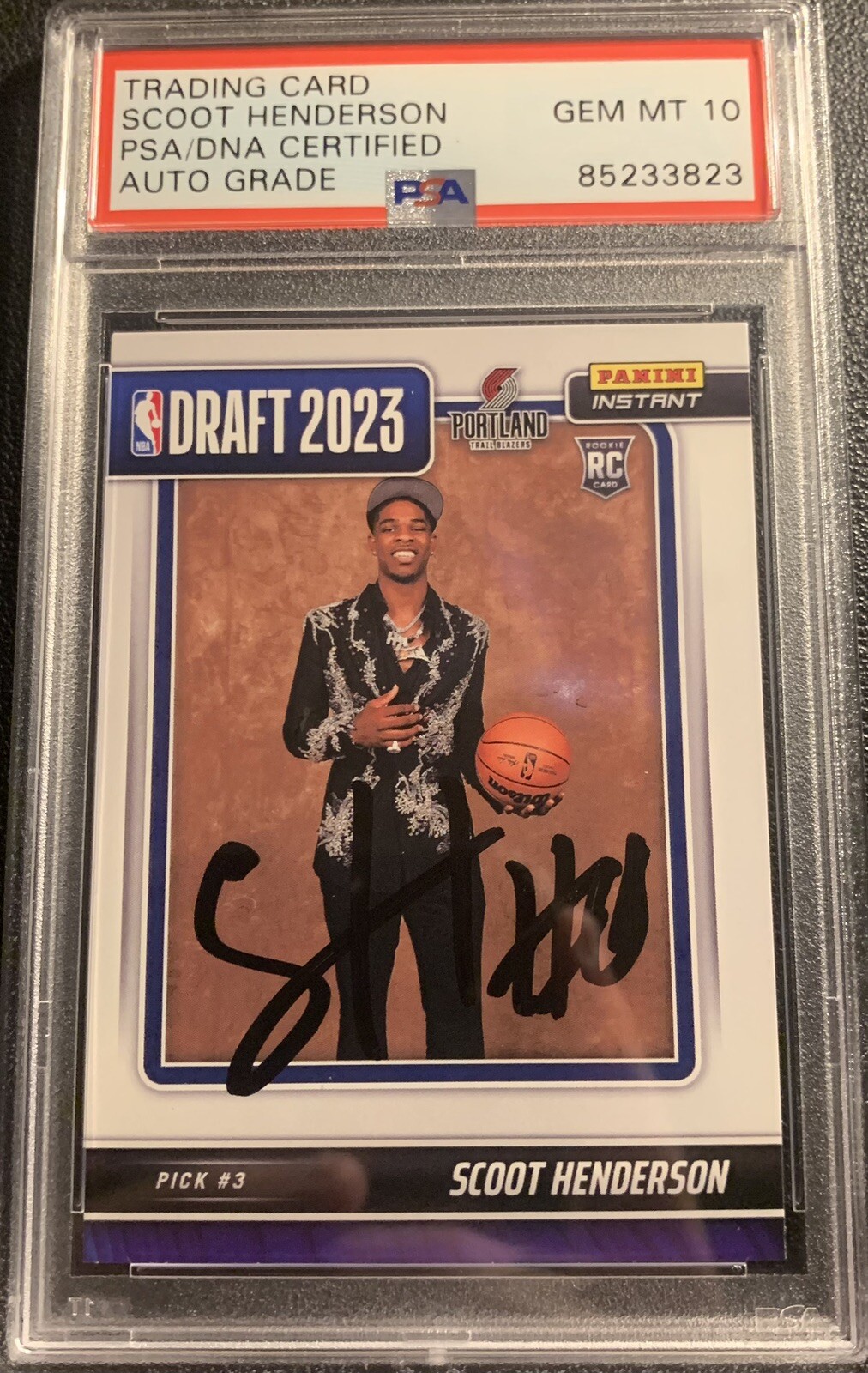 Scoot Henderson Signed 2023 Panini Draft Night #DN3 Rookie Psa 10 Auto Rc