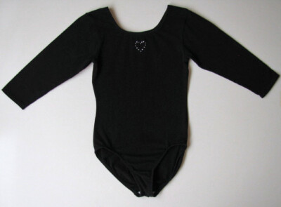 Just Imagine Black Cotton Blend Dance Leotard girls Large L 10 12 Ballet Leo D14