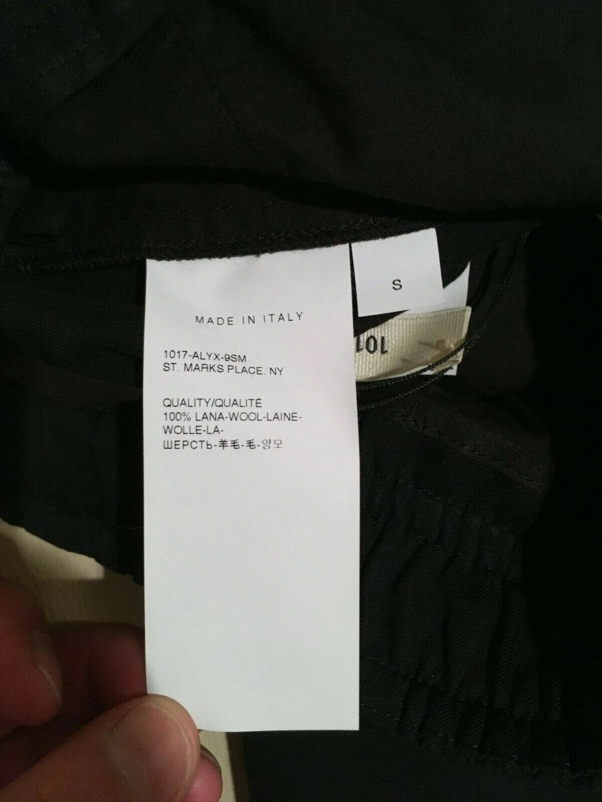 Pantalone lana 1017 Alyx 9Sm elastico in vita taglia S vita 30