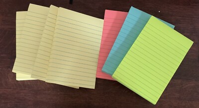 Post-it Ruled Sticky Notes Assorted Pastel Color 4'' x 6'' 7 Pads 700 Sheets Total