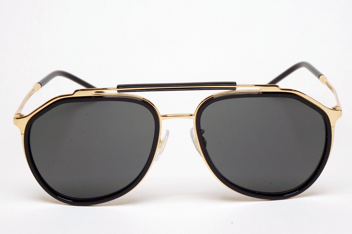 り【新品】DOLCE&GABBANA 2020AW DGピーコート Dolce & Gabbana Sunglasses Black Gold Pilot Brow Bar D&G DG