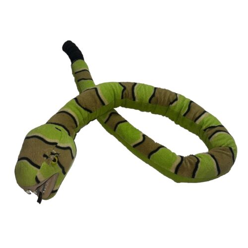 Plush Snake Rattlesnake Western Diamond Back Green Brown Pattern Stuffed 4+ Feet
