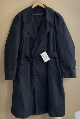 DSCP Garrison Collection Double Breasted Men’s Black Trench Coat Military 48R