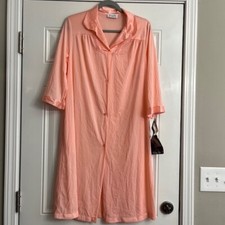 Vanity Fair Vintage NWT Made In USA Rose Nylon Button Front House Dress Sz Small