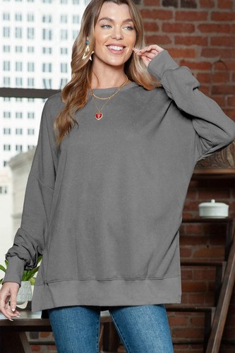 EG Fashion Color Washed Oversized Tunic Sweatshirt in 2 Colors NWT - Picture 7 of 19