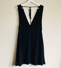 Cotton Candy LA Twirl Black Plunge Mini Flare Dress Size M