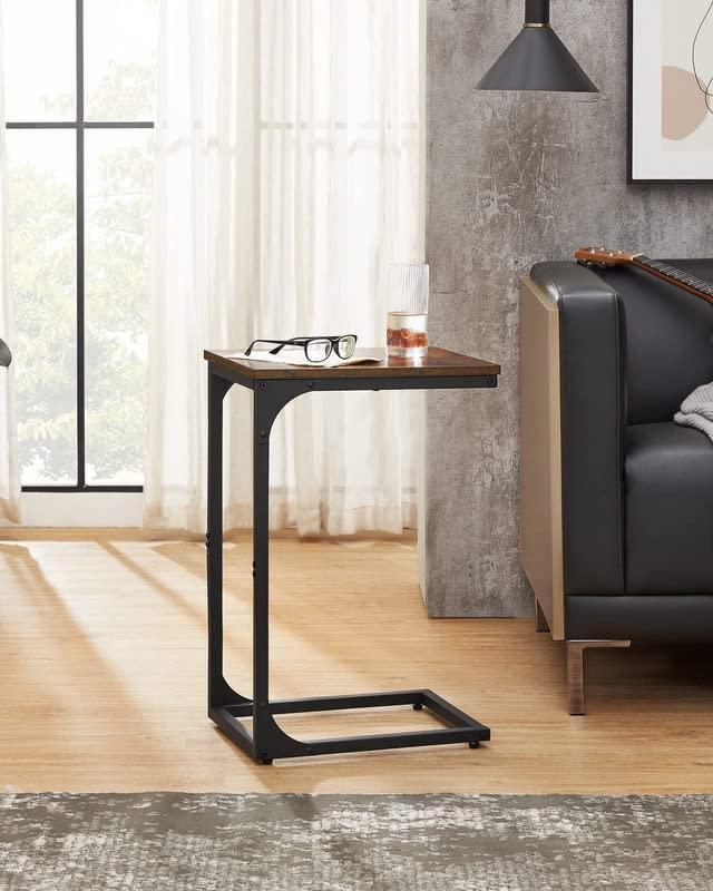 VASAGLE Small Side Table, C Shaped End Table for Sofa and Bed, TV Tray