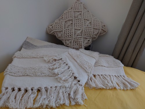 Marks And Spencer Cream/Beige Boho Throw And Macrame Cushion - Picture 4 of 13