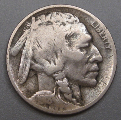 VG 1918-S Buffalo Nickel Schönes Originaldatum
