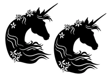 Floral Unicorn Black Vinyl Decal Car Truck Window Laptop Tablet Tumbler Notebook