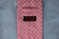 O'Connell's Pink w/ Blue Paisley Print English Woven Silk Tie