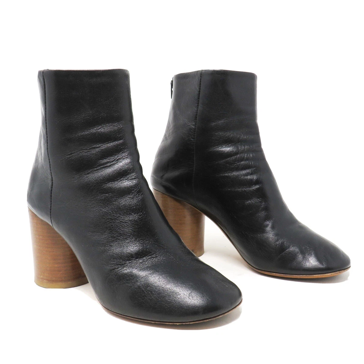 Maison Martin Margiela Ankle Boots Black Leather Zip Up Size 37