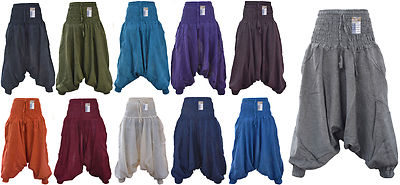 Hippie Wideleg Baumwolle Ali Baba Alladin bequeme nepalesische Baggie Haremshose Hose
