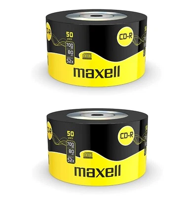 100 Maxell CD-R RECORDABLE CD's CD-R 50 Pack 52x Blank Discs 700MB