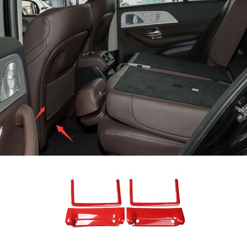 Red Carbon Fiber Steel Seat Back Net Bag Frame Cover For Benz GLE GLS 2020-2022 - Bild 1 von 8