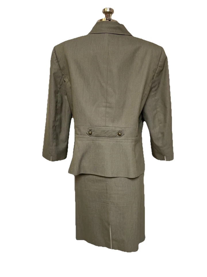 Tahari ASL юбка костюм размер 16 два изделия комплект хлопковая смесь военного стиля оливковый - Изображение 4 из 4