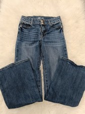 Jordache Girls Flared Blue Denim Jeans Size 12 Medium Wash Pockets Zip/Button
