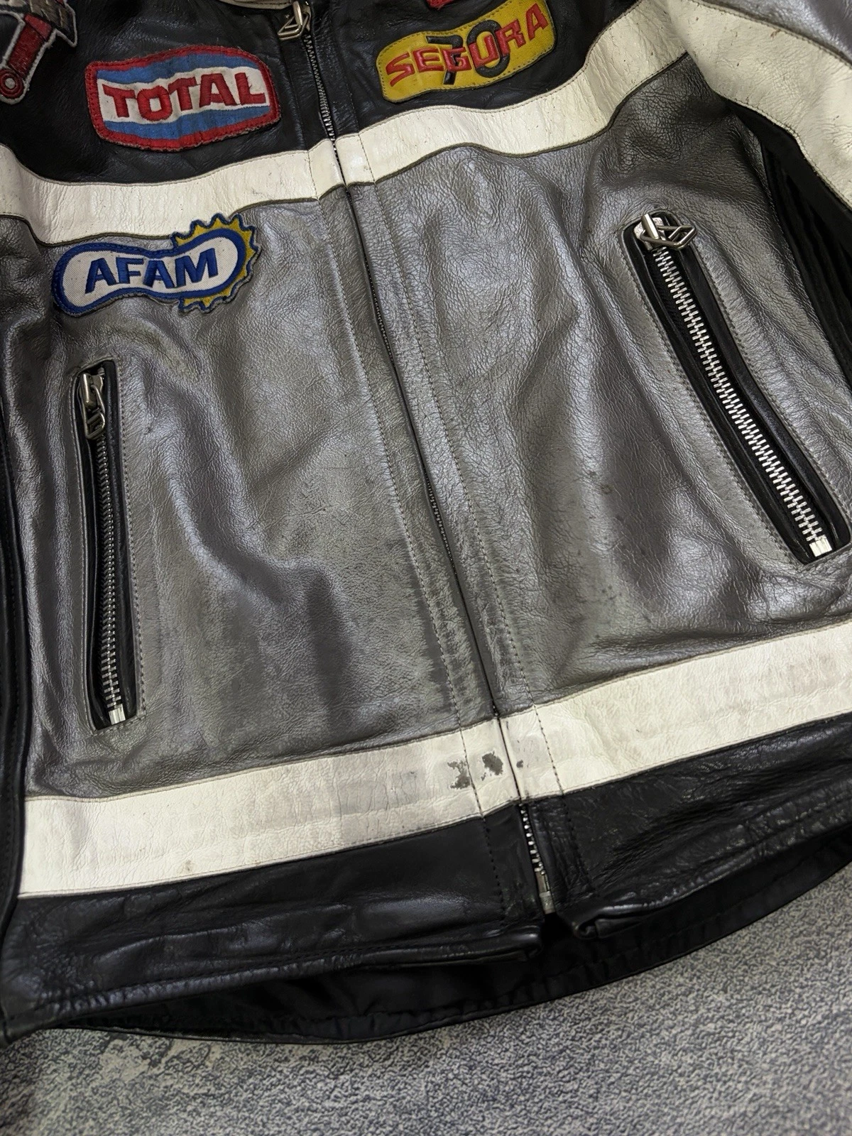 Vintage Segura Leather Racing Jacket Motul Total Dunlop Patches Biker Size M / 3 - product detail image 9