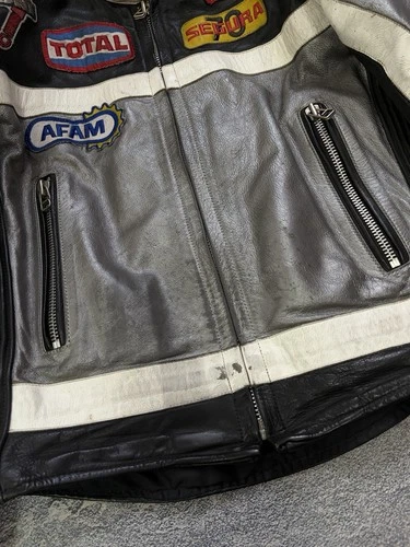 Vintage Segura Leather Racing Jacket Motul Total Dunlop Patches Biker Size M / 3 image 9