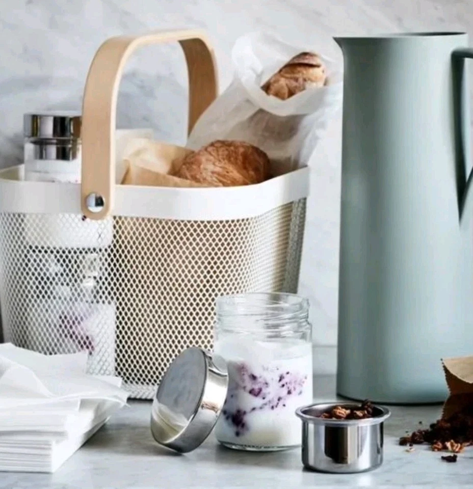 IKEA RISATORP Cesta de Alambre Blanco • Despensa/Fruta/Toallas/Juguetes Almacenamiento Decoración 10" NUEVO Foto 4 de 4