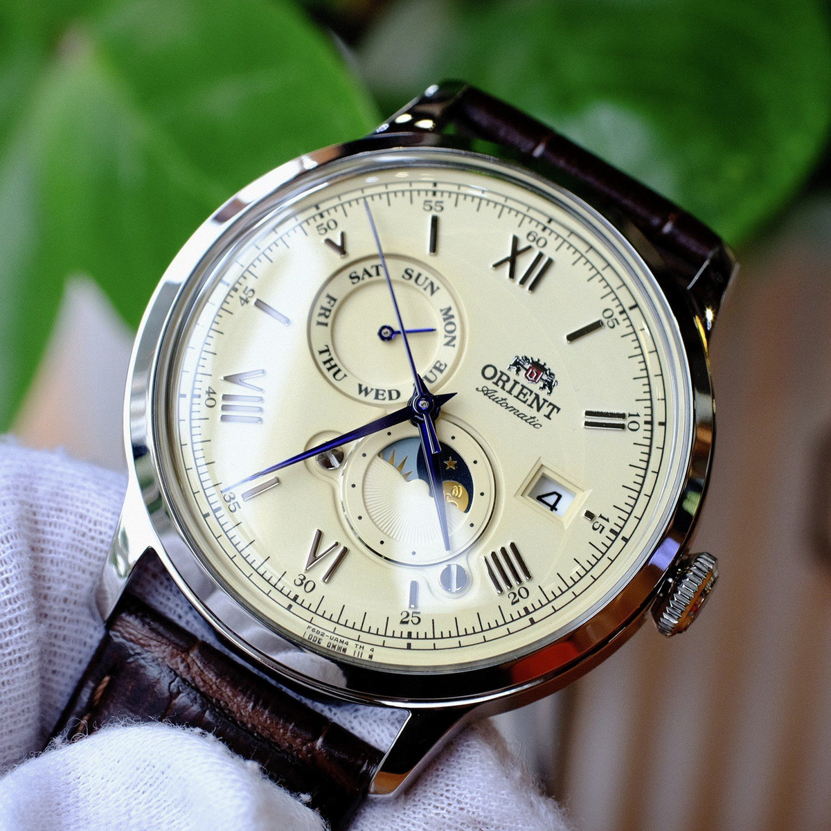 Orient Bambino Automatic Moonphase Day Date Display Men's Watch RA