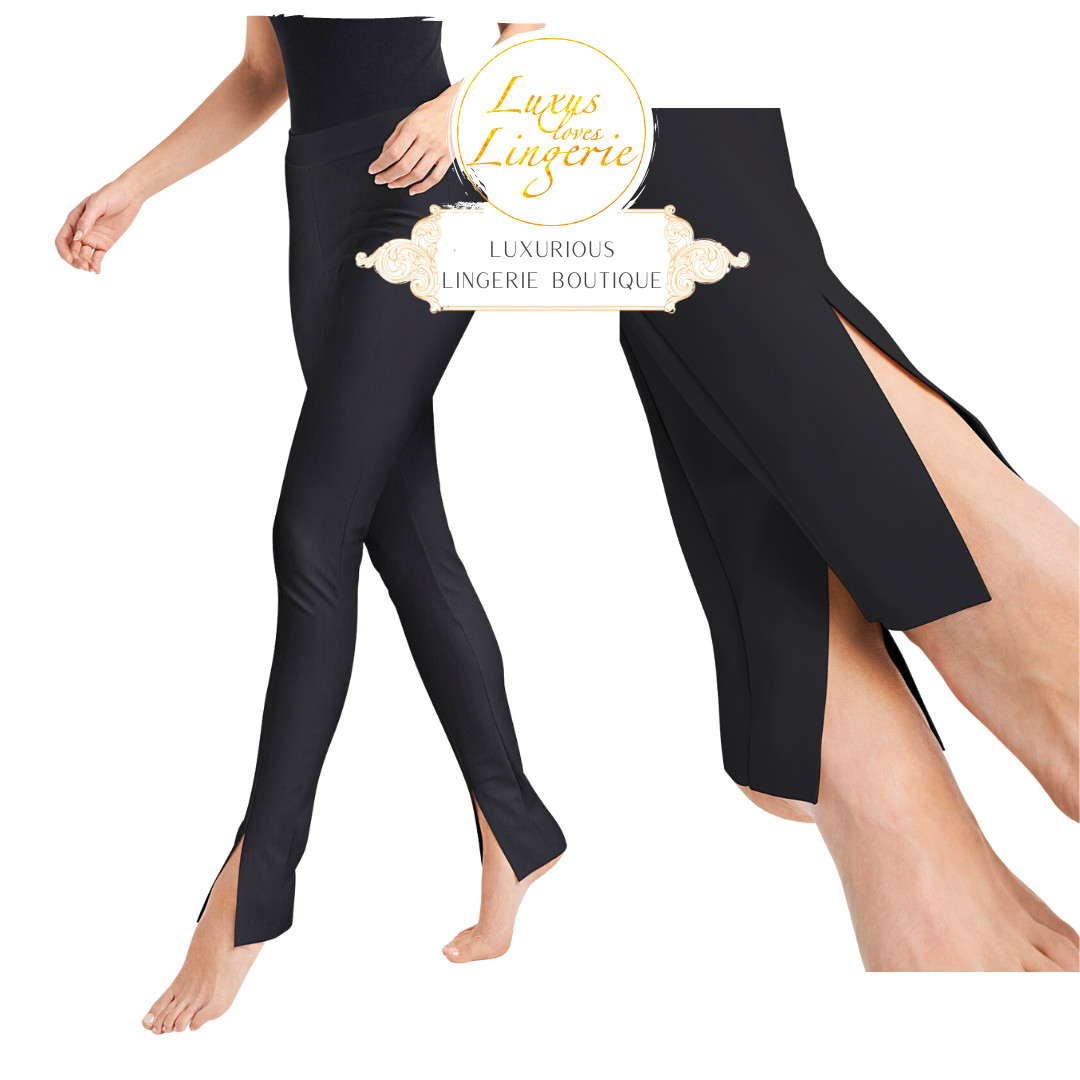Estella Slit Leggings Wolford 42 Black Faux Leather Pants with Slit