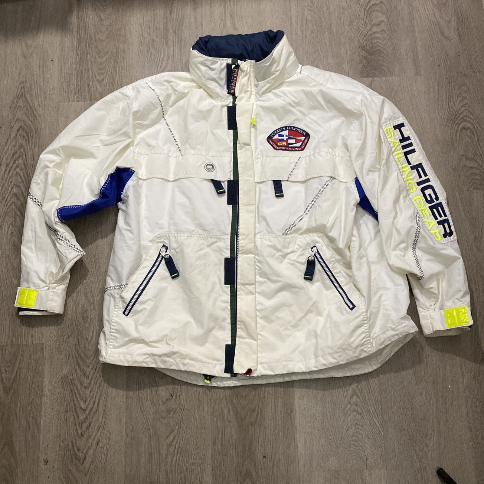 Vintage Tommy Hilfiger Hooded Sailors Reflective Jacket 90s Sailing Gear XL