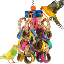 Bird Toys Conure Toys,Bird Parrot Foraging Shredder 24 Pcs Colorful Bagel Chewy