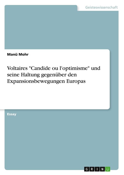 "Voltaires \"Candide Ou L'optimisme\" Und Seine Haltung GegenüBer Den Expansionsb"-image