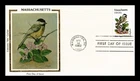 DR JIM STAMPS US COVER MASSACHUSETTS STATE BIRD FLOWER FDC COLORANO SILK CACHET