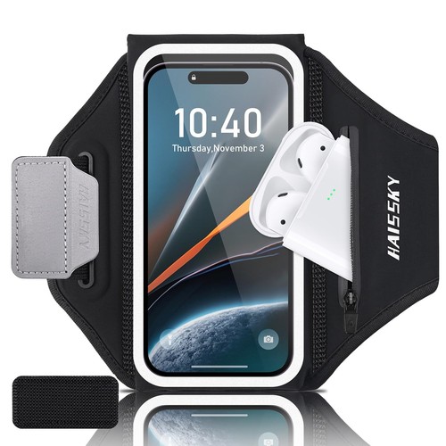 Running Phone Armband with Earphone Holder - 3D Design Cell Phone Armband for... - 第 1/8 張圖片