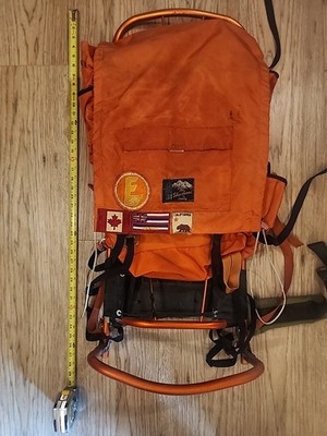 Vintage External Aluminum Backpack ~ Hunting Blaze Orange w/ Padded Waste Belt 