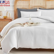 Waffle Weave Duvet Cover Set Microfiber Bedding W/ Pillowcases Hidden Zipper New