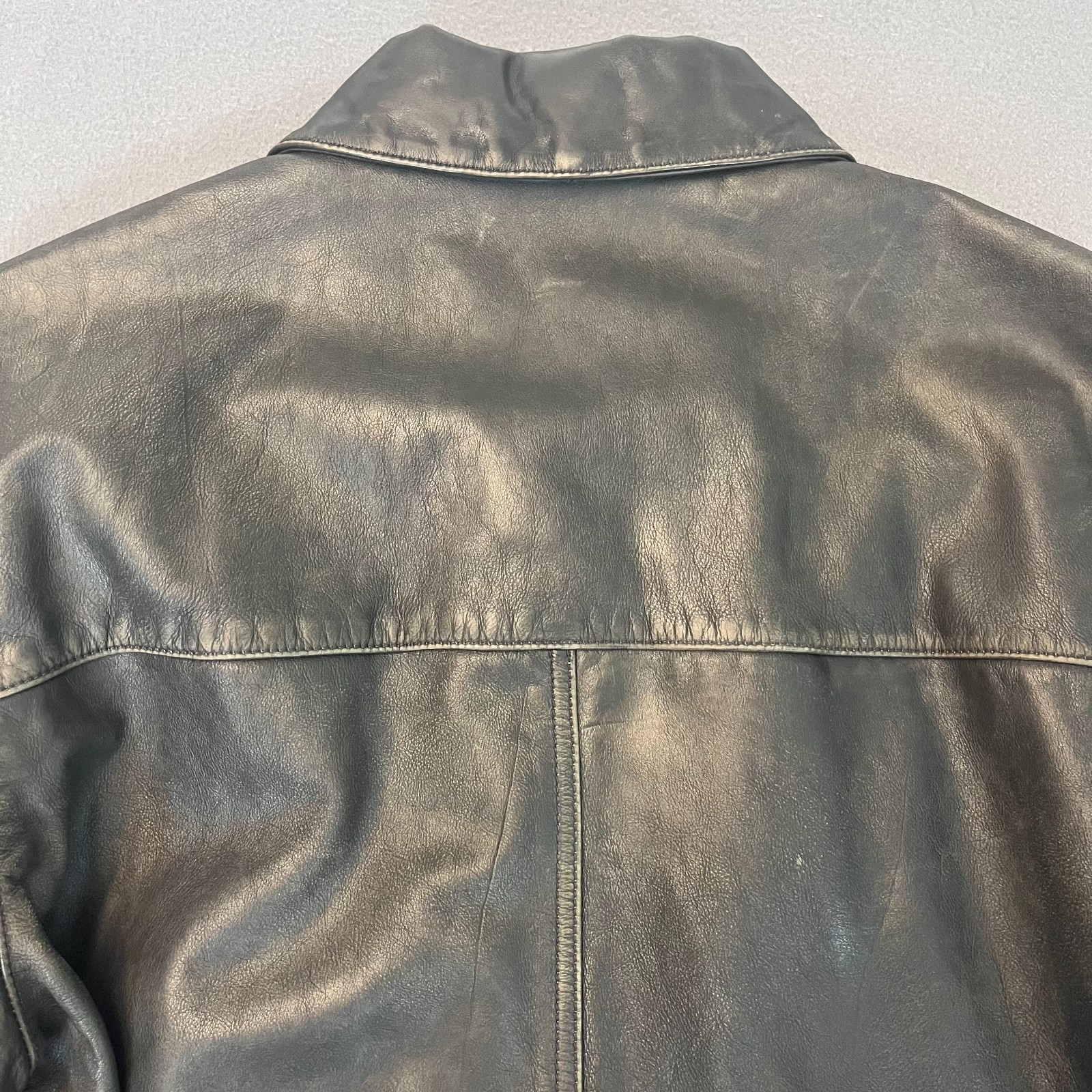 Banana Republic Men's Medium Relaxed Leather Carcoat Black Button Jacket NWT image 9