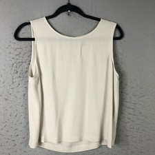 Eileen Fisher Tank Top Womens S Petite White 100 Silk Luxury Neutral Minimalist