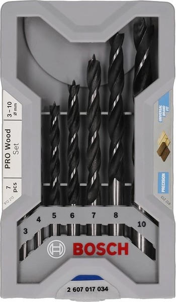 Bosch 7X Pro Wood Holzspiralbohrer-Set (Ø 3,0, 4,0, 5,0, 6,0, 7,0, 8,0, 10,0 Mm)-image