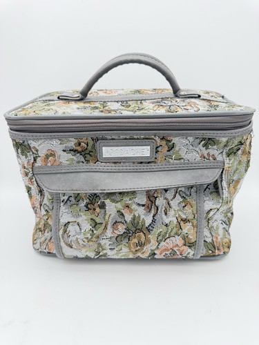 Vintage 1970s 1980s Jordache Floral Tapestry Train Case Vanity Bag Prop