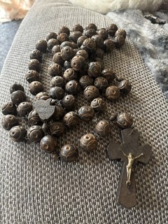 Hand Carved Rosary Beads Vintage
