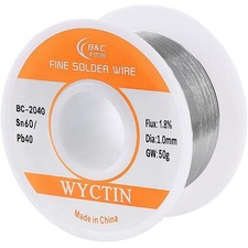 60-40 Tin Lead Solder Wire Roll 1.8 Flux Soldering Wire Reel 1.0mm 50G
