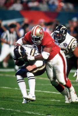 Stan Humphries San Diego Chargers gets sacked by Dana Stubblefield- Old Photo 3