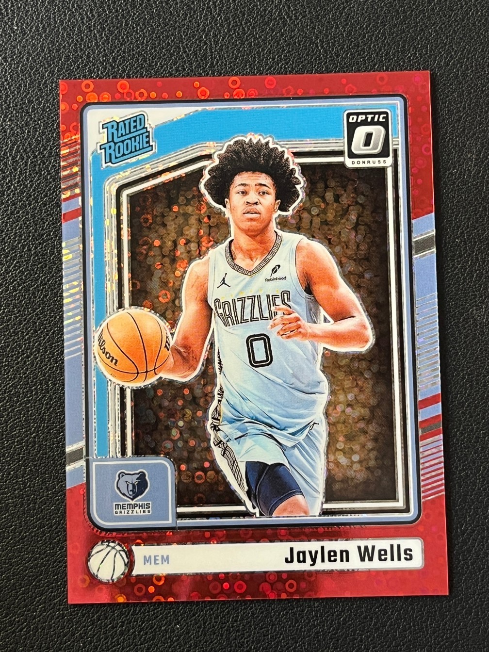 Jaylen Wells 2024-25 Panini Donruss Optic Rated Rookie Red Disco Prizm /75 #252