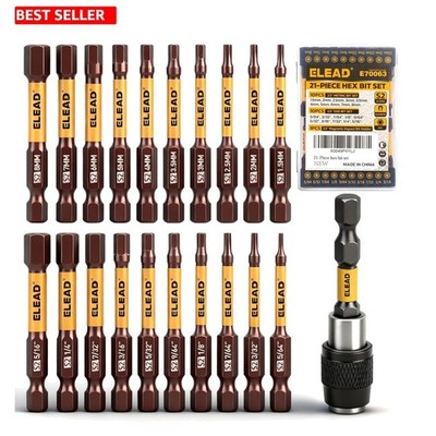 SAE & Metric 21-Piece Hex Drill Bit Set - 2.5'' Allen Wrench for Home Repair