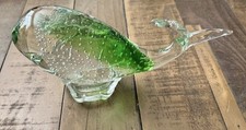 Vintage Clear/Green Paperweight Whale 