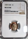 NGC MS-65 RB 1909-P VDB Lincoln Cent, Beautiful, Richly Hued, Frosty Gem!
