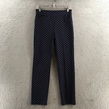 Talbots Pants Womens 6 Navy Blue White Print Stretch Straight Leg Pull Over
