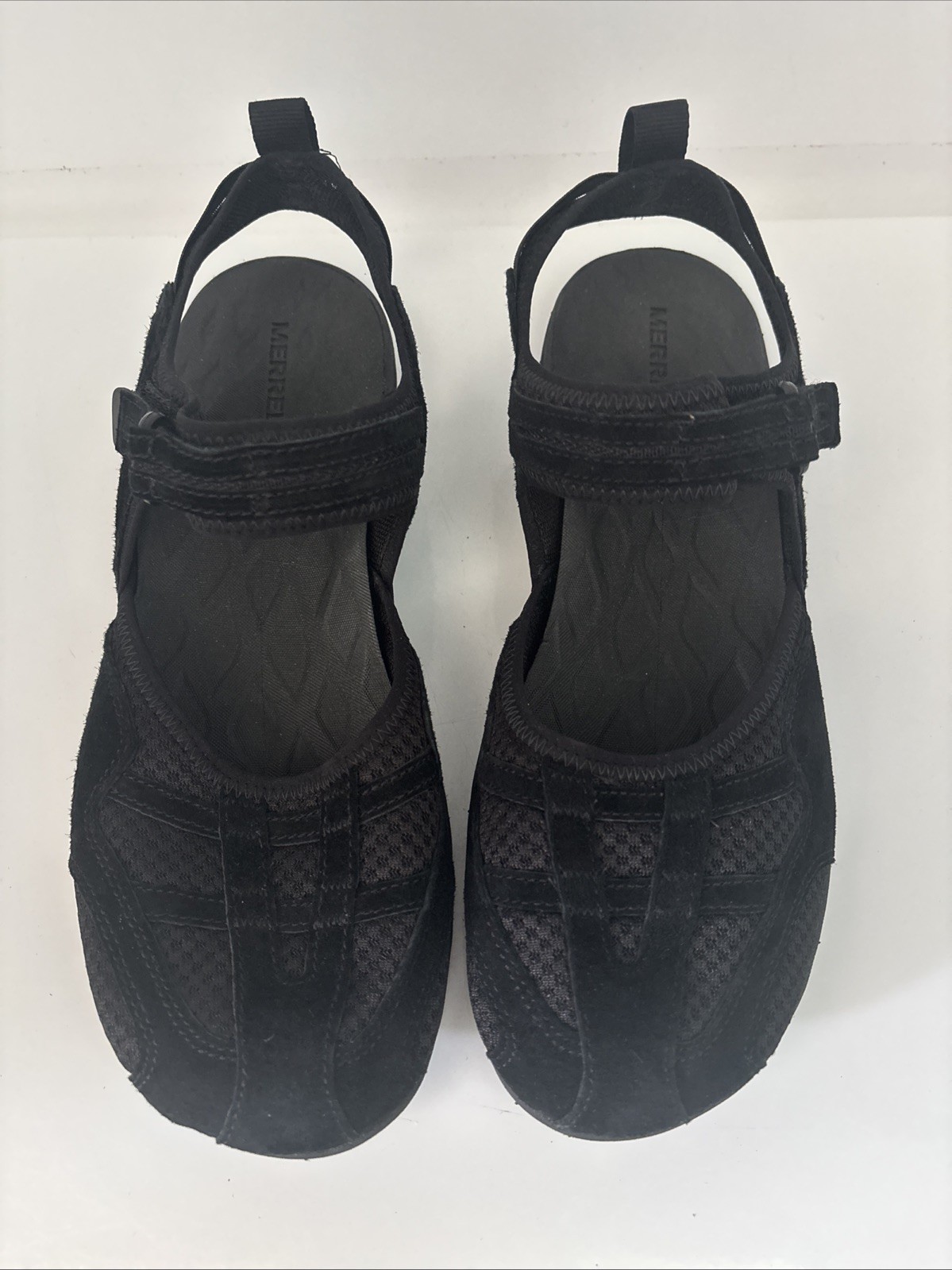 Merrell Siren Wrap Q2 scarpe donna 10 sandali neri pelle nabuk punta chiusa